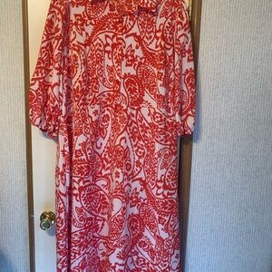 Red and White Paisley Dress Size 2X